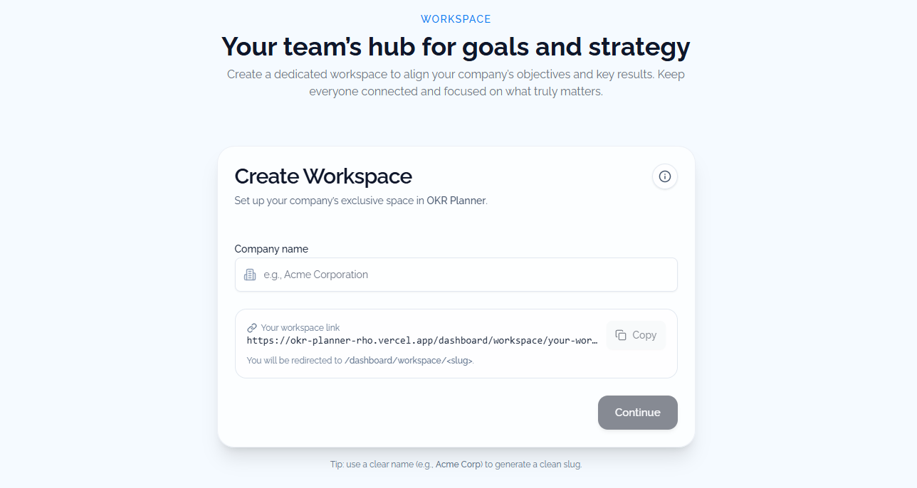 Workspace creation flow